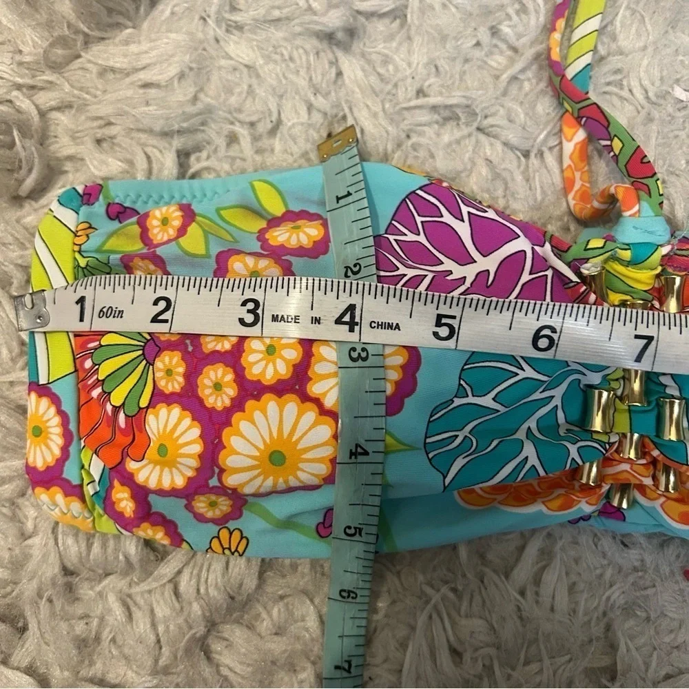 Trina Turk Colorful Floral Print Bikini Top